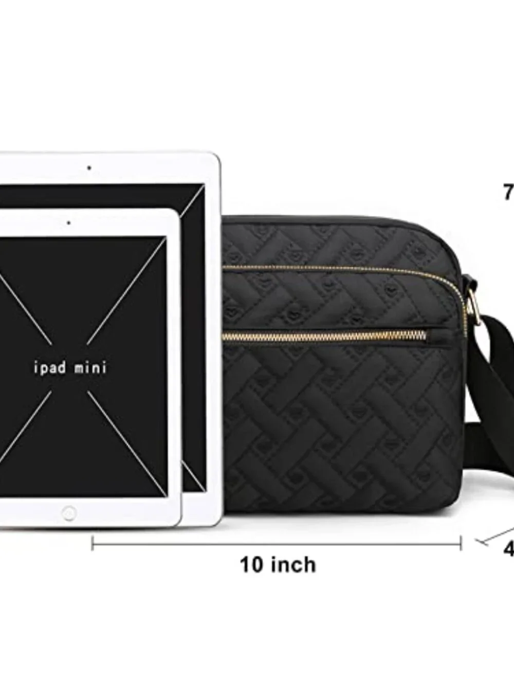 Nylon Crossbody Bag with Hand Stitched Love Patterns, Travel
